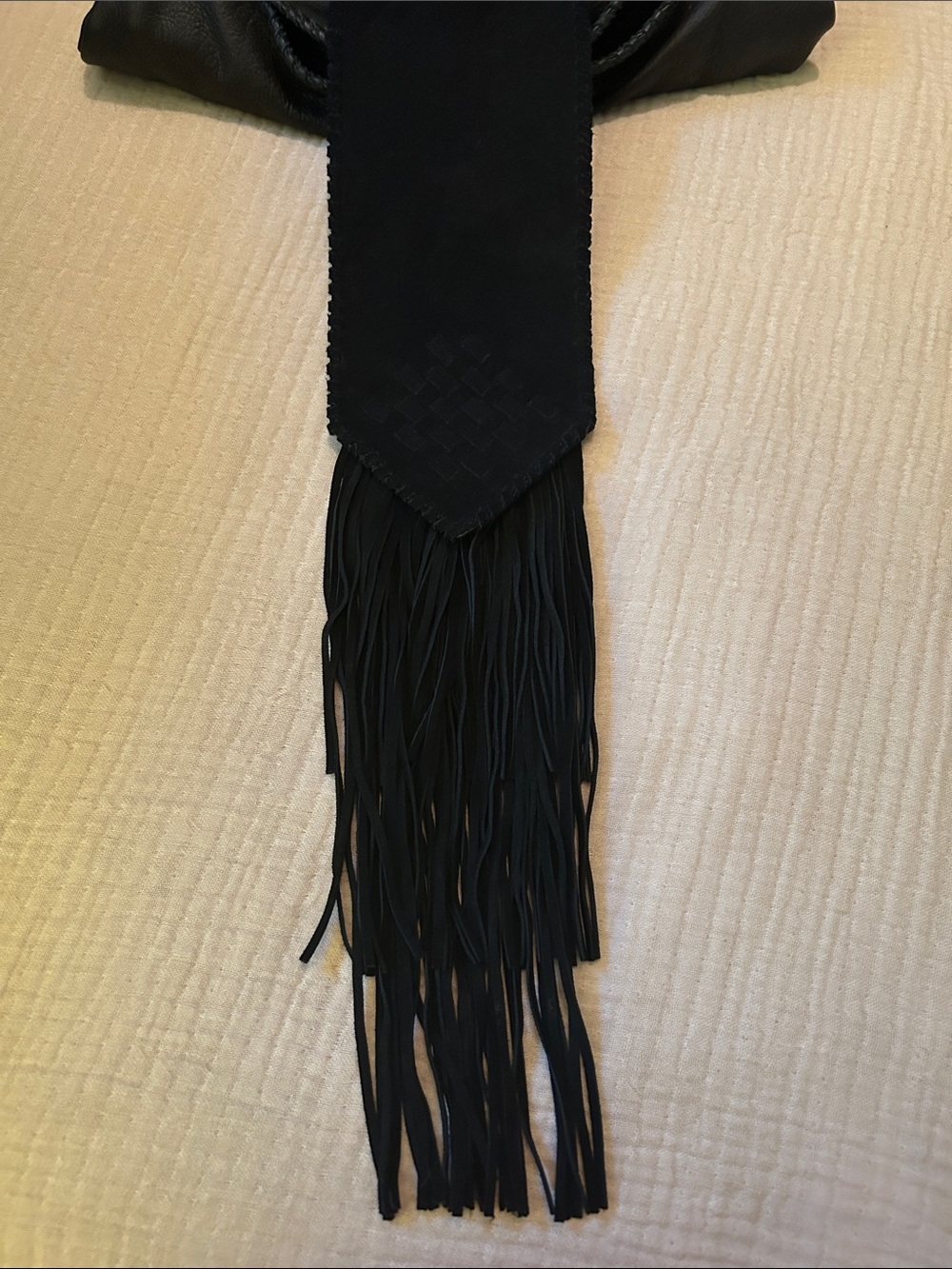 Margot Black Leather Fringe Hobo Bag. - Picture 10 of 11